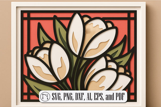 Layer Tulips 3D Shadow Box SVG cut file SVG MD JOYNAL ABDIN 