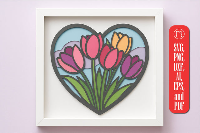 Layer Tulips 3D Shadow Box SVG cut file SVG MD JOYNAL ABDIN 