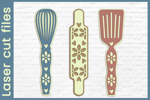Layered Bookmarks with Baking utensils svg, Kitchen decoration SVG AnastasiyaArtDesign 