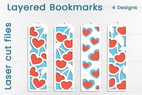Layered bookmarks with cherry, Summer bookmark papercut SVG AnastasiyaArtDesign 