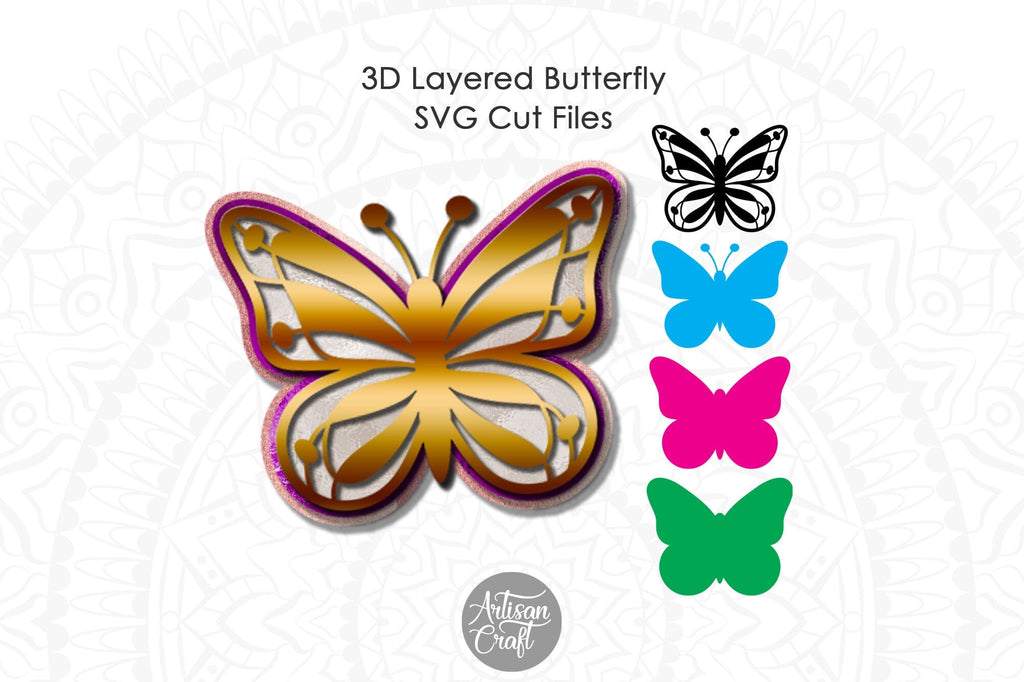 Layered butterfly SVG, 3d Butterfly SVG | So Fontsy