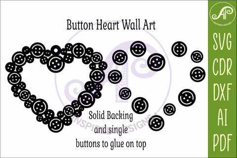 Layered Button Heart SVG, Laser Cut Hanging Heart Sign SVG APInspireddesigns 