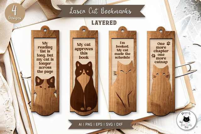 Layered Cat Bookmark Laser Cut Set SVG Ivy's Creativity House 