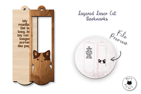 Layered Cat Bookmark Laser Cut Set SVG Ivy's Creativity House 