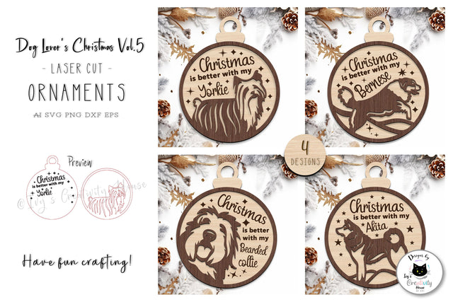 Layered Christmas Dog Ornament Laser Cut Vol.5 SVG Ivy's Creativity House 