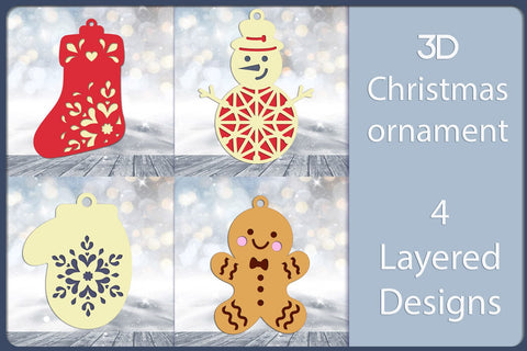 Layered Christmas ornaments svg, 3d ornaments Laser cut template SVG AnastasiyaArtDesign 