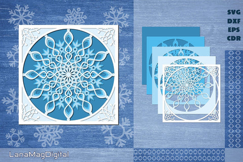 Layered christmas ornaments svg Christmas Mandala snowflake 3D Paper LanaMagDigital 