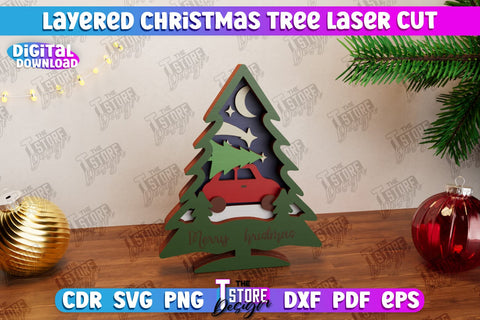 Layered Christmas Tree Bundle | Christmas Décor | Holidays | 3D Christmas Tree | CNC Files SVG The T Store Design 