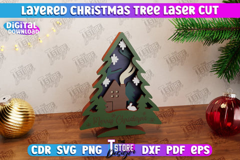 Layered Christmas Tree Bundle | Christmas Décor | Holidays | 3D Christmas Tree | CNC Files SVG The T Store Design 