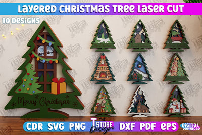 Layered Christmas Tree Bundle | Christmas Décor | Holidays | 3D Christmas Tree | CNC Files SVG The T Store Design 