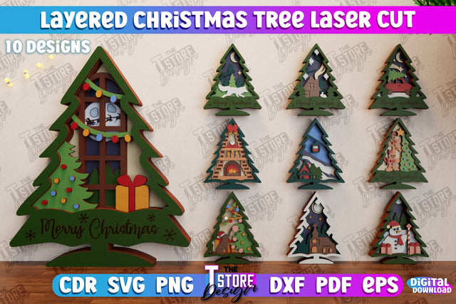 Layered Christmas Tree Bundle | Christmas Décor | Holidays | 3D Christmas Tree | CNC Files SVG The T Store Design 