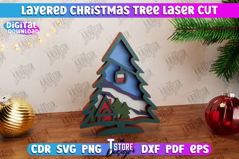 Layered Christmas Tree Bundle | Christmas Décor | Holidays | 3D Christmas Tree | CNC Files SVG The T Store Design 