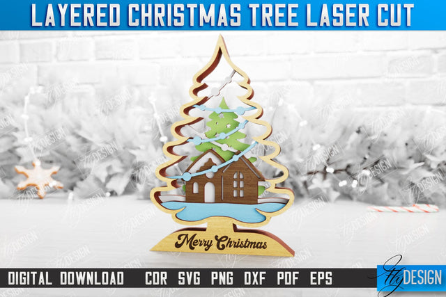 Layered Christmas Tree | Christmas Décor | Holidays | 3D Christmas Tree | CNC File SVG Fly Design 