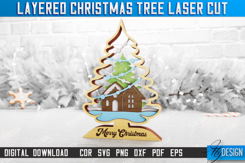 Layered Christmas Tree | Christmas Décor | Holidays | 3D Christmas Tree | CNC File SVG Fly Design 