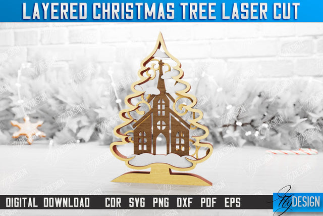 Layered Christmas Tree | Christmas Décor | Holidays | 3D Christmas Tree | CNC File SVG Fly Design 