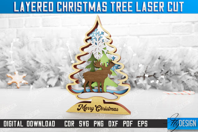Layered Christmas Tree | Christmas Décor | Holidays | 3D Christmas Tree | CNC File SVG Fly Design 