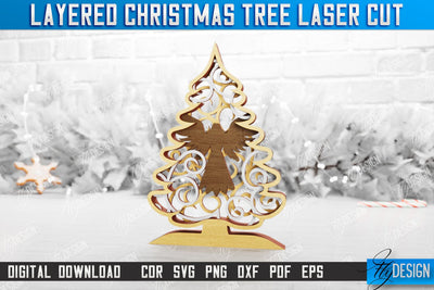 Layered Christmas Tree | Christmas Décor | Holidays | 3D Christmas Tree | CNC File SVG Fly Design 