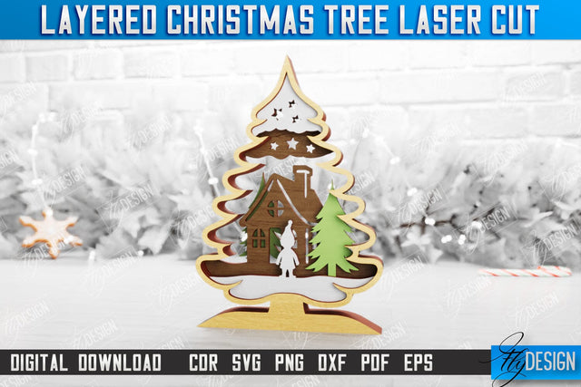 Layered Christmas Tree | Christmas Décor | Holidays | 3D Christmas Tree | CNC File SVG Fly Design 