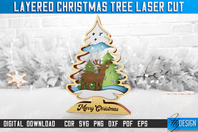 Layered Christmas Tree | Christmas Décor | Holidays | 3D Christmas Tree | CNC File SVG Fly Design 