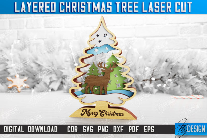 Layered Christmas Tree | Christmas Décor | Holidays | 3D Christmas Tree | CNC File SVG Fly Design 