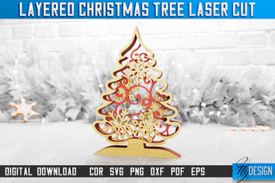 Layered Christmas Tree | Christmas Décor | Holidays | 3D Christmas Tree | CNC File SVG Fly Design 