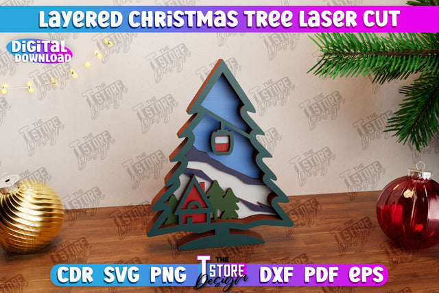 Layered Christmas Tree | Christmas Décor | Holidays | 3D Christmas Tree | CNC File SVG The T Store Design 
