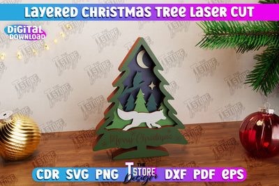 Layered Christmas Tree | Christmas Décor | Holidays | 3D Christmas Tree | CNC File SVG The T Store Design 