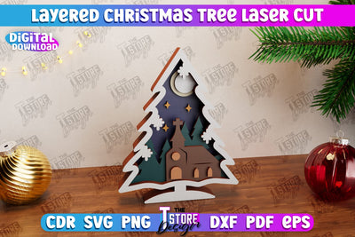 Layered Christmas Tree | Christmas Décor | Holidays | 3D Christmas Tree | CNC File SVG The T Store Design 