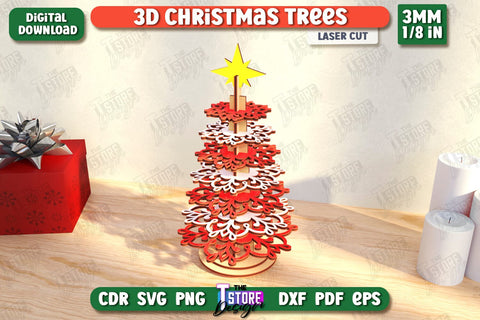Layered Christmas Tree Laser Cut Bundle | Christmas Decorations | Holidays | 3D Christmas Tree | CNC Files SVG The T Store Design 