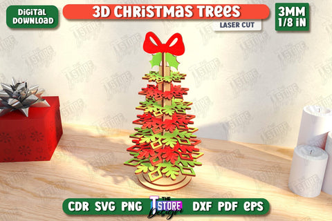 Layered Christmas Tree Laser Cut Bundle | Christmas Decorations | Holidays | 3D Christmas Tree | CNC Files SVG The T Store Design 