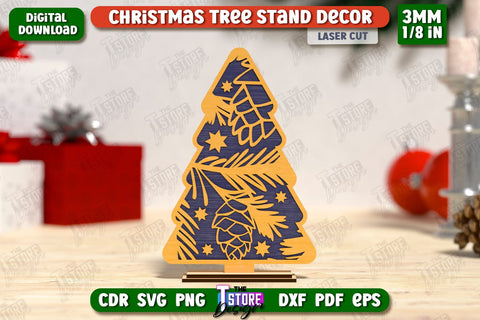 Layered Christmas Tree Laser Cut Bundle | Christmas Decorations | Holidays | 3D Christmas Tree Stand Decor | CNC Files SVG The T Store Design 