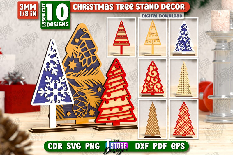 Layered Christmas Tree Laser Cut Bundle | Christmas Decorations | Holidays | 3D Christmas Tree Stand Decor | CNC Files SVG The T Store Design 