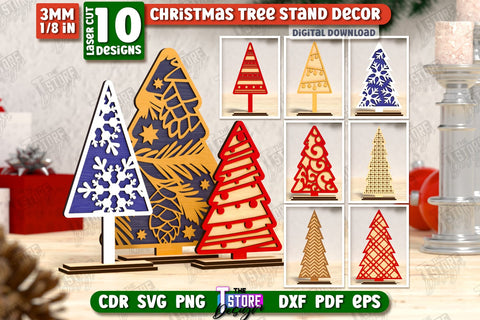 Layered Christmas Tree Laser Cut Bundle | Christmas Decorations | Holidays | 3D Christmas Tree Stand Decor | CNC Files SVG The T Store Design 