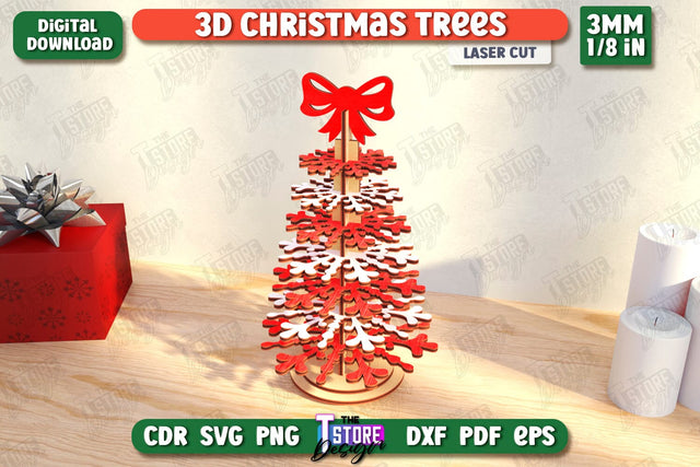 Layered Christmas Tree Laser Cut | Christmas Decorations | Holidays | 3D Christmas Tree | CNC File SVG The T Store Design 