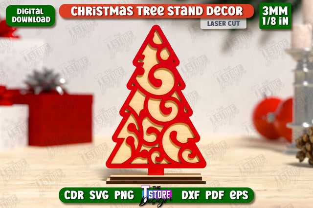 Layered Christmas Tree Laser Cut | Christmas Decorations | Holidays | 3D Christmas Tree Stand Decor | CNC File SVG The T Store Design 