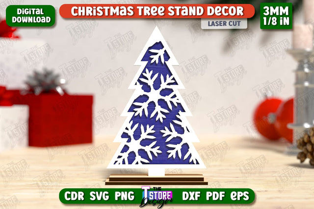 Layered Christmas Tree Laser Cut | Christmas Decorations | Holidays | 3D Christmas Tree Stand Decor | CNC File SVG The T Store Design 