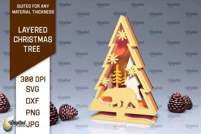 Layered Christmas Tree Laser Cut. Christmas Tree Decor SVG SVG Evgenyia Guschina 