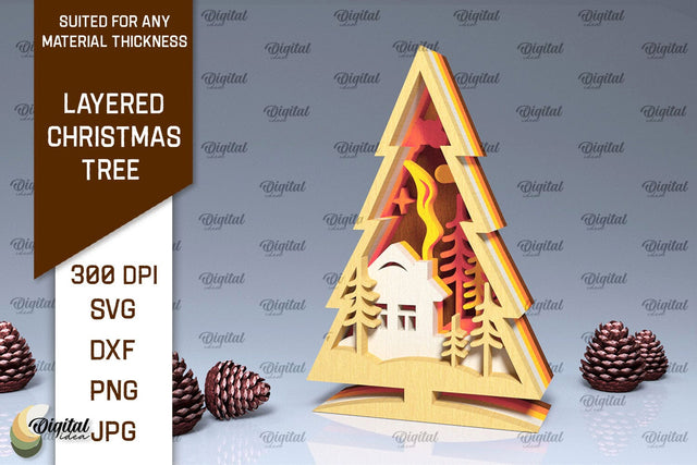 Layered Christmas Tree Laser Cut. Christmas Tree Decor SVG SVG Evgenyia Guschina 