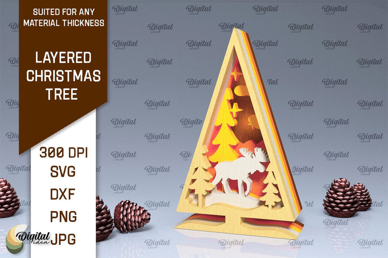 Layered Christmas Tree Laser Cut. Christmas Tree Decor SVG SVG Evgenyia Guschina 
