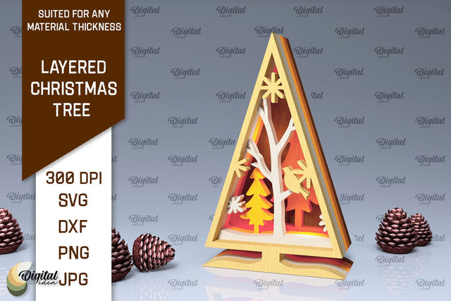 Layered Christmas Tree Laser Cut. Christmas Tree Decor SVG SVG Evgenyia Guschina 