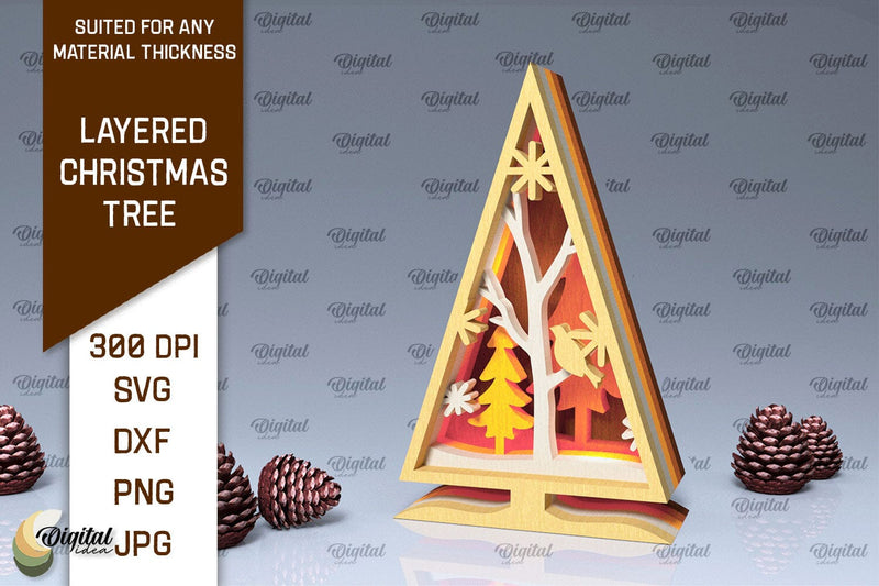 Layered Christmas Tree Laser Cut. Christmas Tree Decor SVG SVG Evgenyia Guschina 