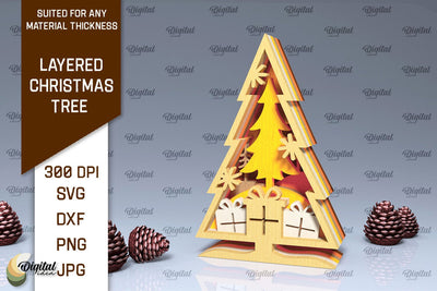 Layered Christmas Tree Laser Cut. Christmas Tree Decor SVG SVG Evgenyia Guschina 