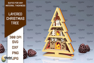 Layered Christmas Tree Laser Cut. Christmas Tree Decor SVG SVG Evgenyia Guschina 