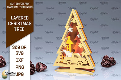 Layered Christmas Tree Laser Cut. Christmas Tree Decor SVG SVG Evgenyia Guschina 