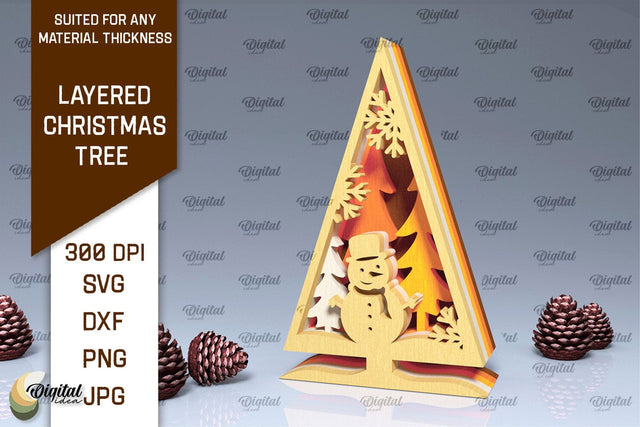 Layered Christmas Tree Laser Cut. Christmas Tree Decor SVG SVG Evgenyia Guschina 