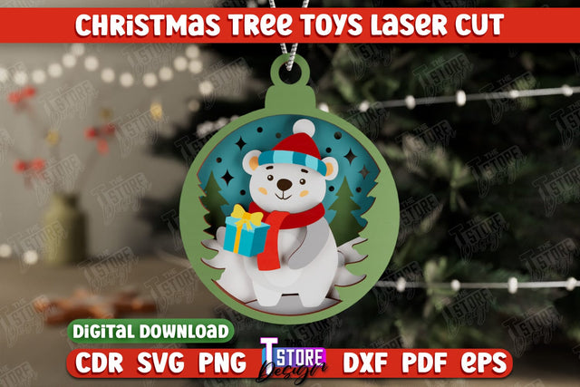 Layered Christmas Tree Toy | Christmas Décor | Holidays | New Year | Polar Bear | CNC File SVG The T Store Design 