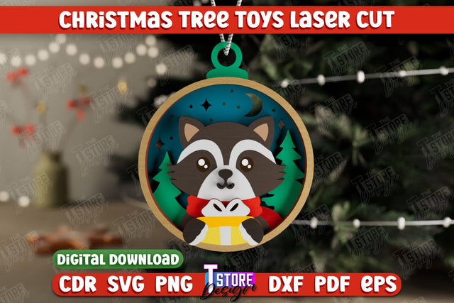 Layered Christmas Tree Toy | Christmas Décor | Holidays | New Year | Raccoon | CNC File SVG The T Store Design 