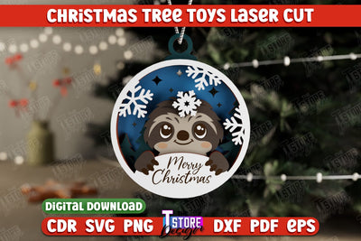 Layered Christmas Tree Toy | Christmas Décor | Holidays | New Year | Sloth | CNC File SVG The T Store Design 