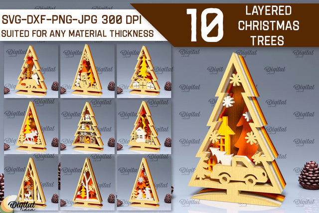 Layered Christmas Trees LaserCut Bundle. Christmas Trees SVG SVG Evgenyia Guschina 