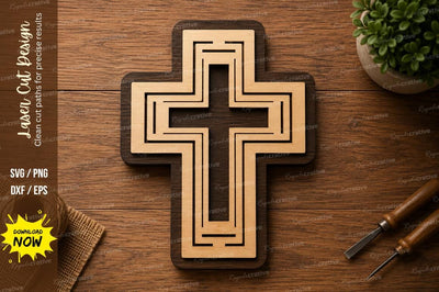 Layered Cross Laser Cut SVG Design SVG Regulrcrative 